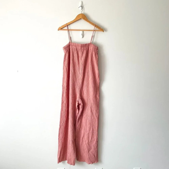 Zara Gauze Cotton Blend Sleeveless Jumpsuit Dusty Rose Pink Size Small - Picture 6 of 10